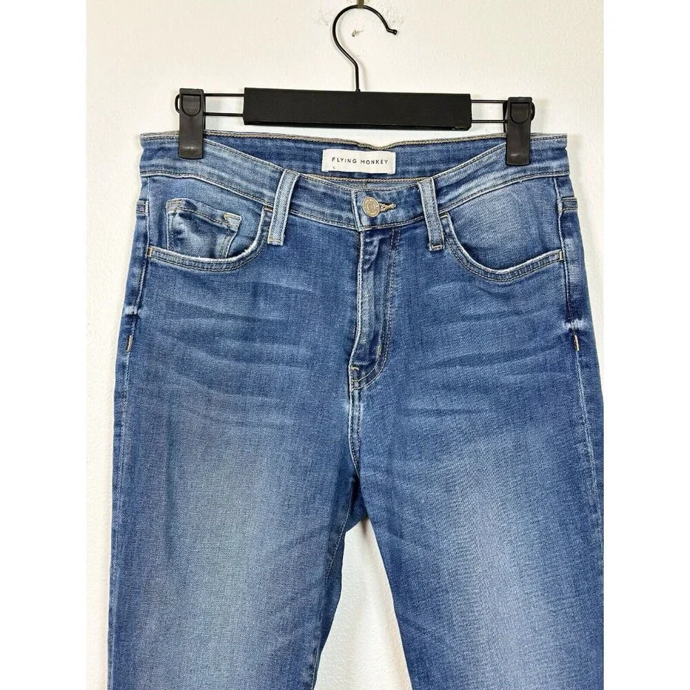 Flying Monkey Jeans Size 26 Slit Ankle Dark Stretch Denim Women’s Y3013 Slim Leg